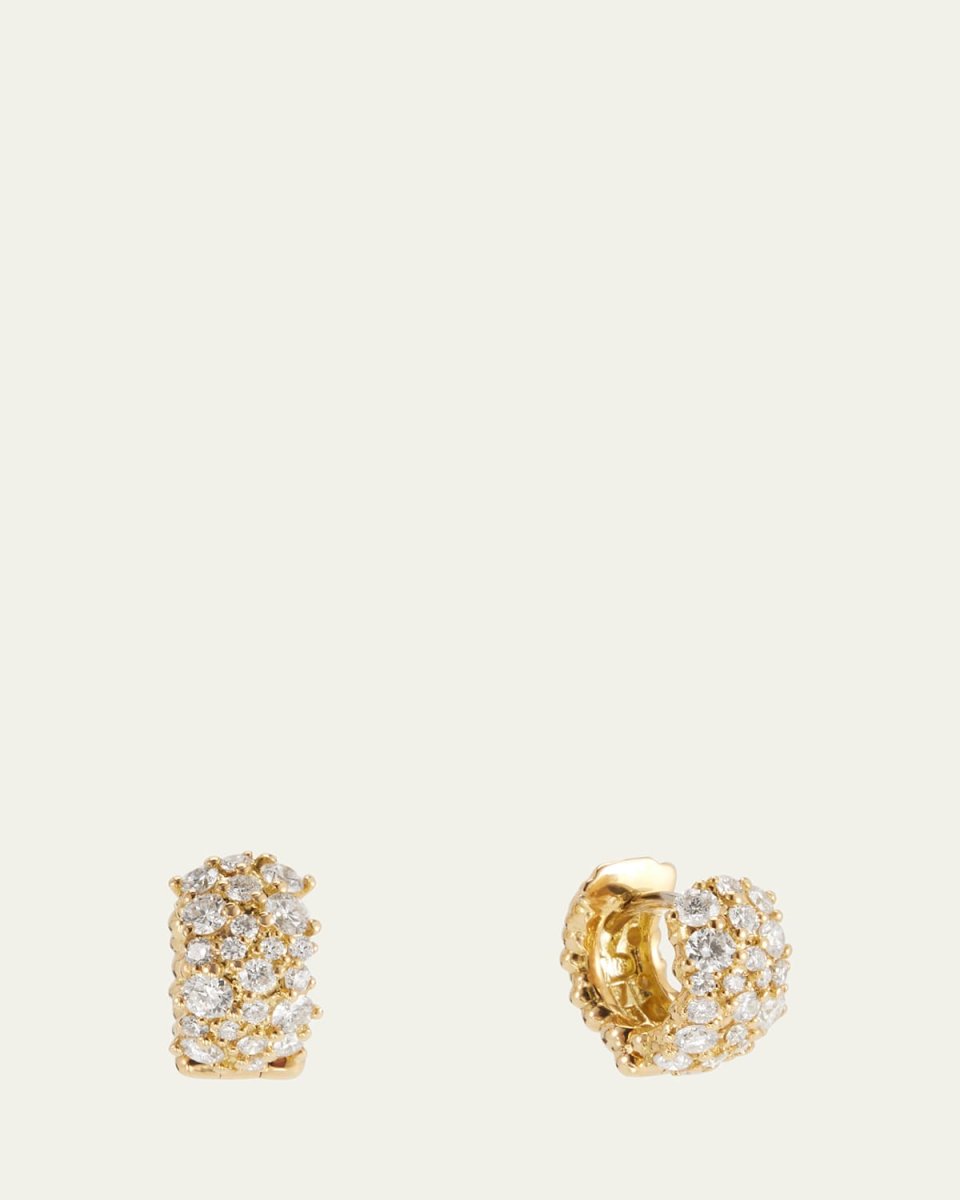 Small 18k Yellow Gold Diamond Snap-Hoop Earrings